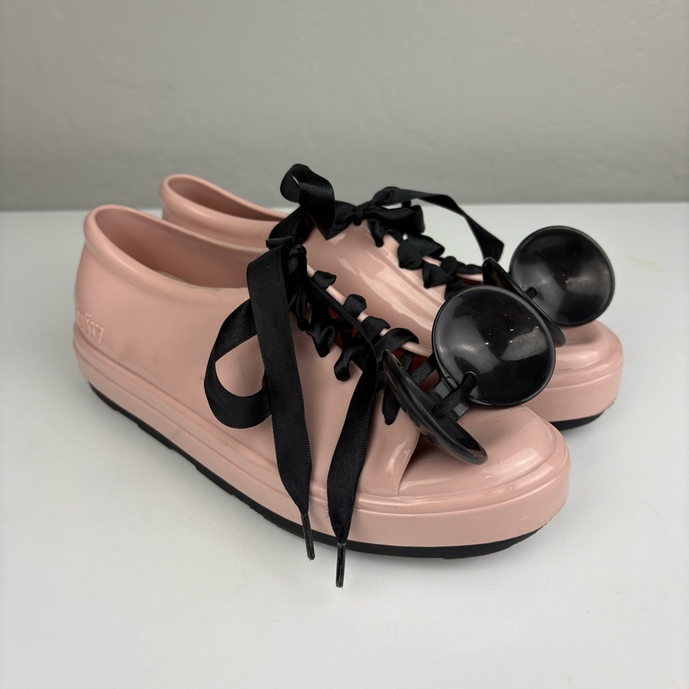Melissa Be+ Disney pink minnie mouse lace up PVC sneakers size 6